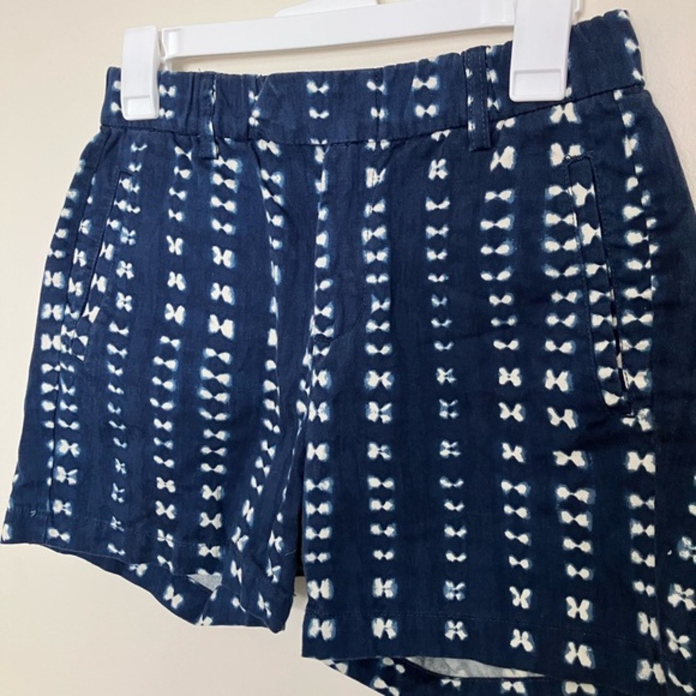 J. Crew Indigo Blue White Patterned  100% Cotton Women's Shorts Size 2